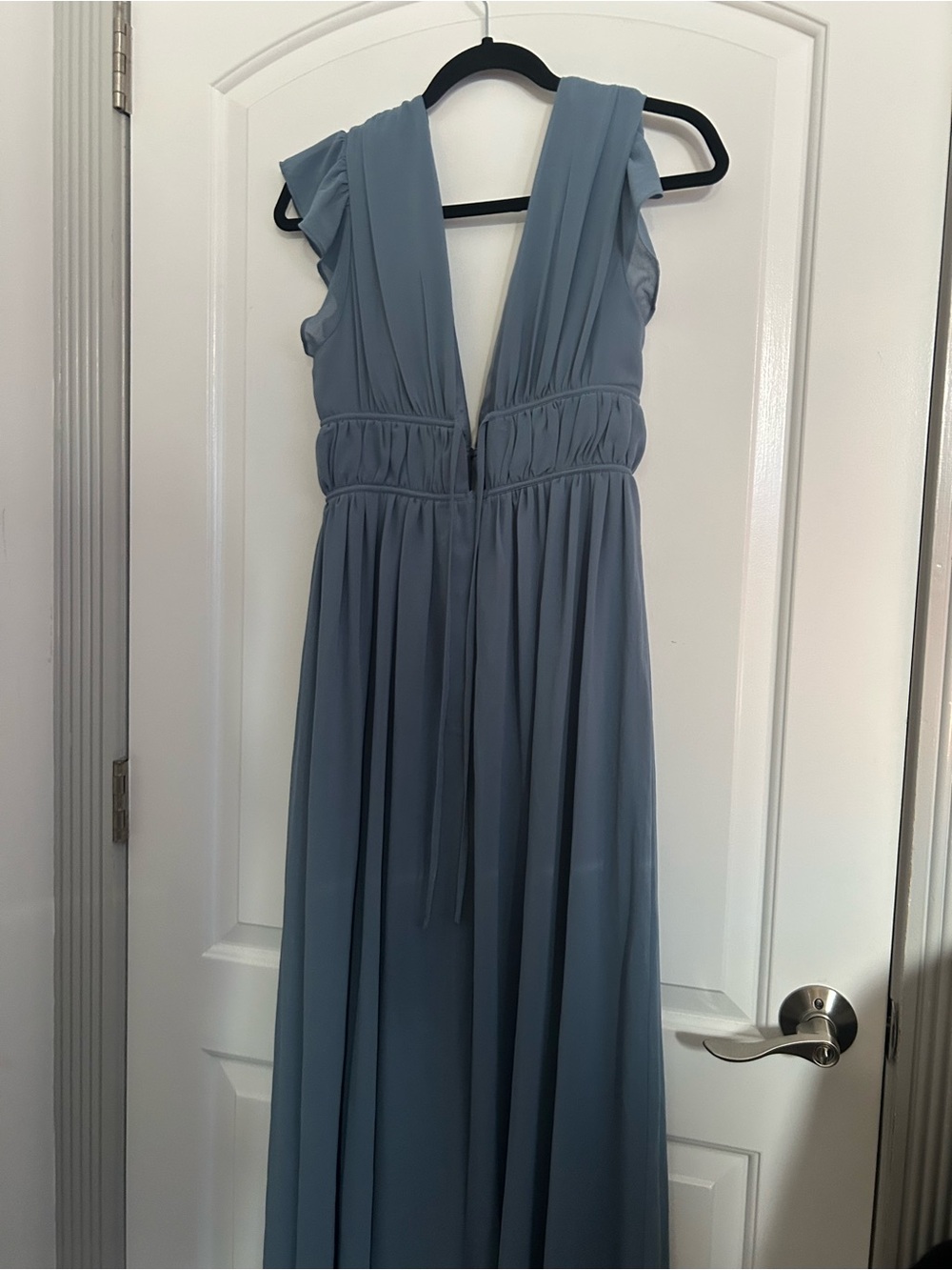 Lulus I'm All Yours Slate Blue Ruffled Maxi Dress S autumn wedding homecoming - Picture 3 of 15